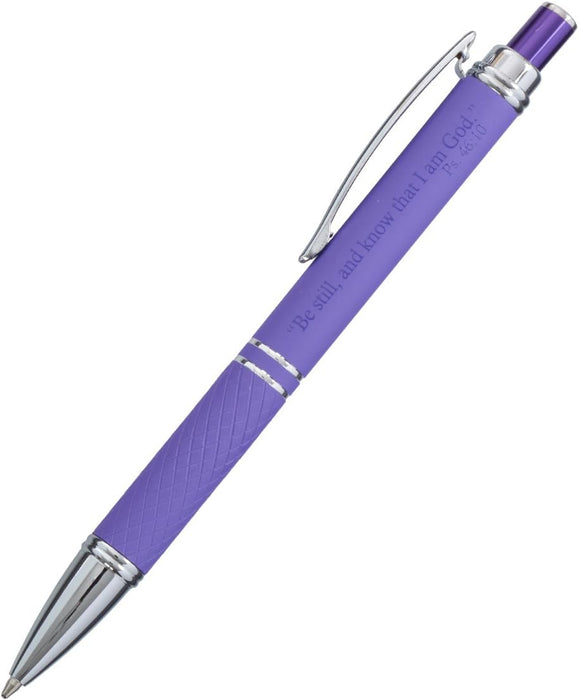 Be Still and Know Purple Stylish Classic Pen in Matching Gift Case - Psalm 46:10 Bible Verse Refillable Retractable Medium Ballpoint Pen for Bullet Journal Planner Writing Note Taking Calendar Agenda