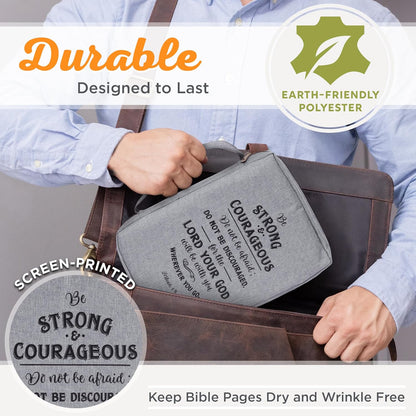 Strong and Courageous Poly Canvas Bible Cover - Medium