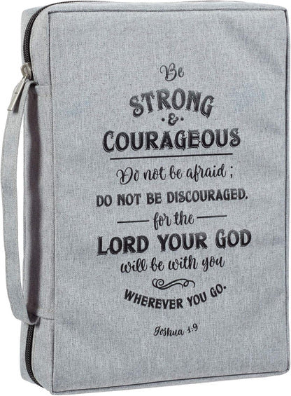 Strong and Courageous Poly Canvas Bible Cover - Medium