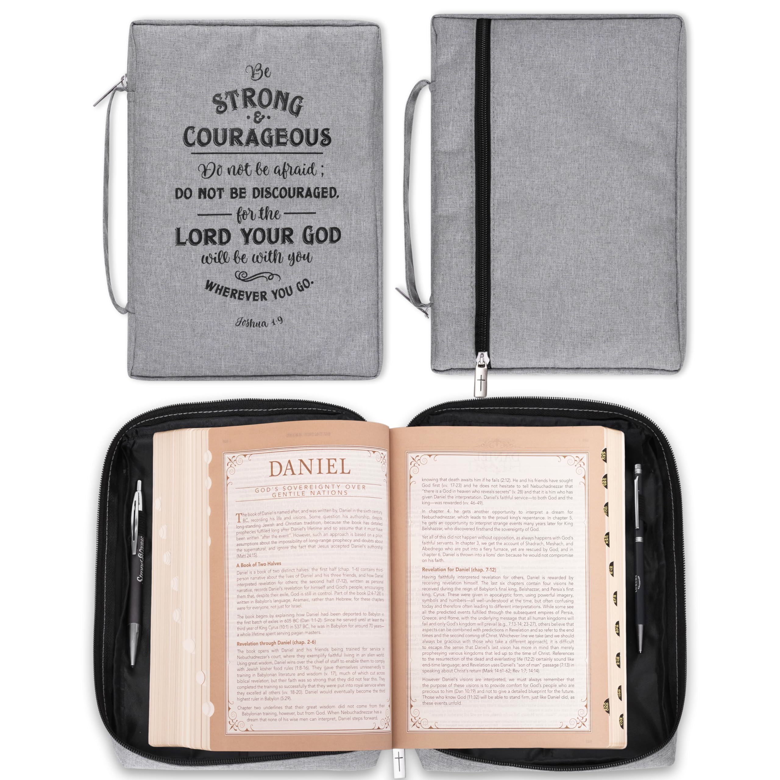 Strong and Courageous Poly Canvas Bible Cover - Medium