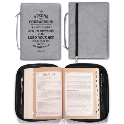 Strong and Courageous Poly Canvas Bible Cover - Medium