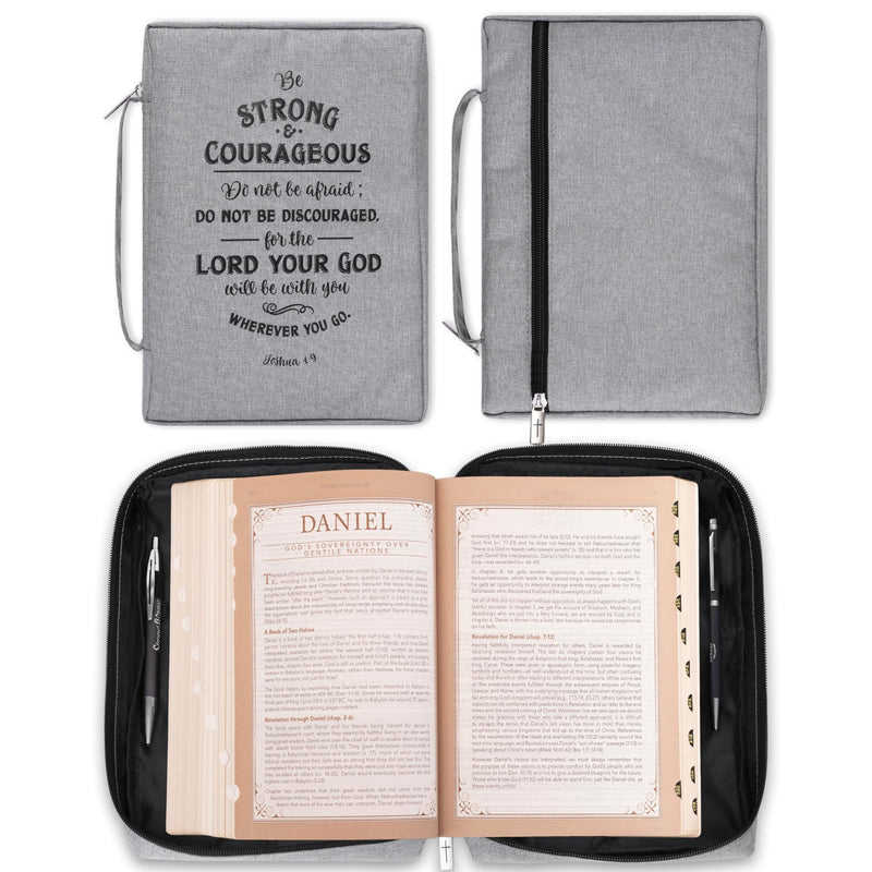 Strong and Courageous Poly Canvas Bible Cover - Medium