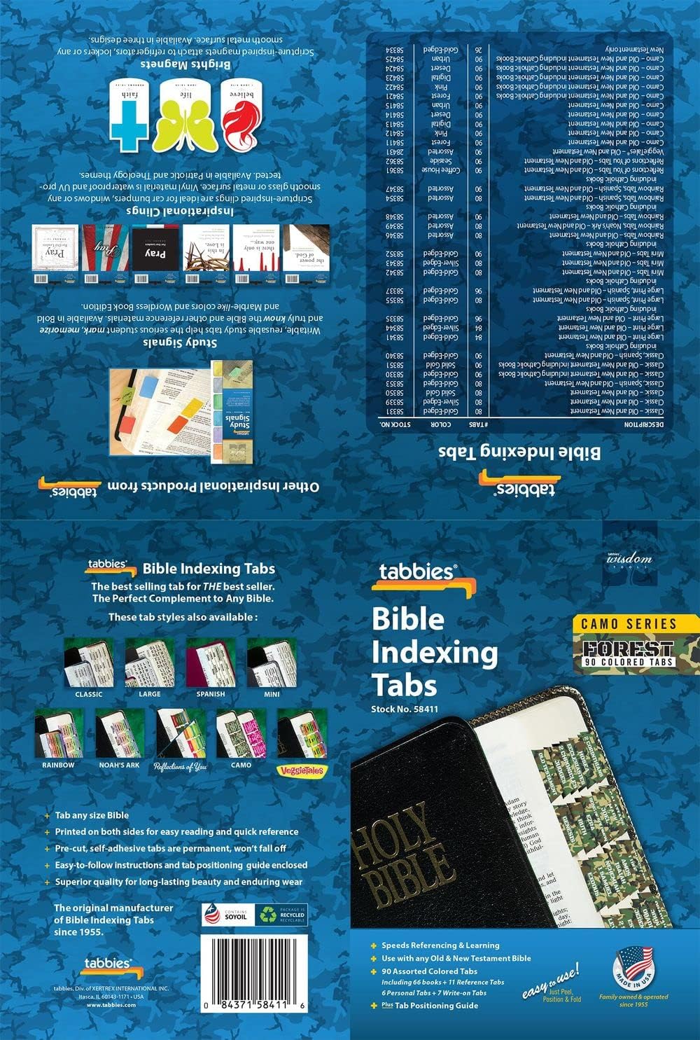 Tabbies Forest Camo Bible Indexing Tabs, Old & New Testaments, 90 Tabs Including 66 Books, 11 Reference, 6 Personal, 7 Write-on Tabs (58411