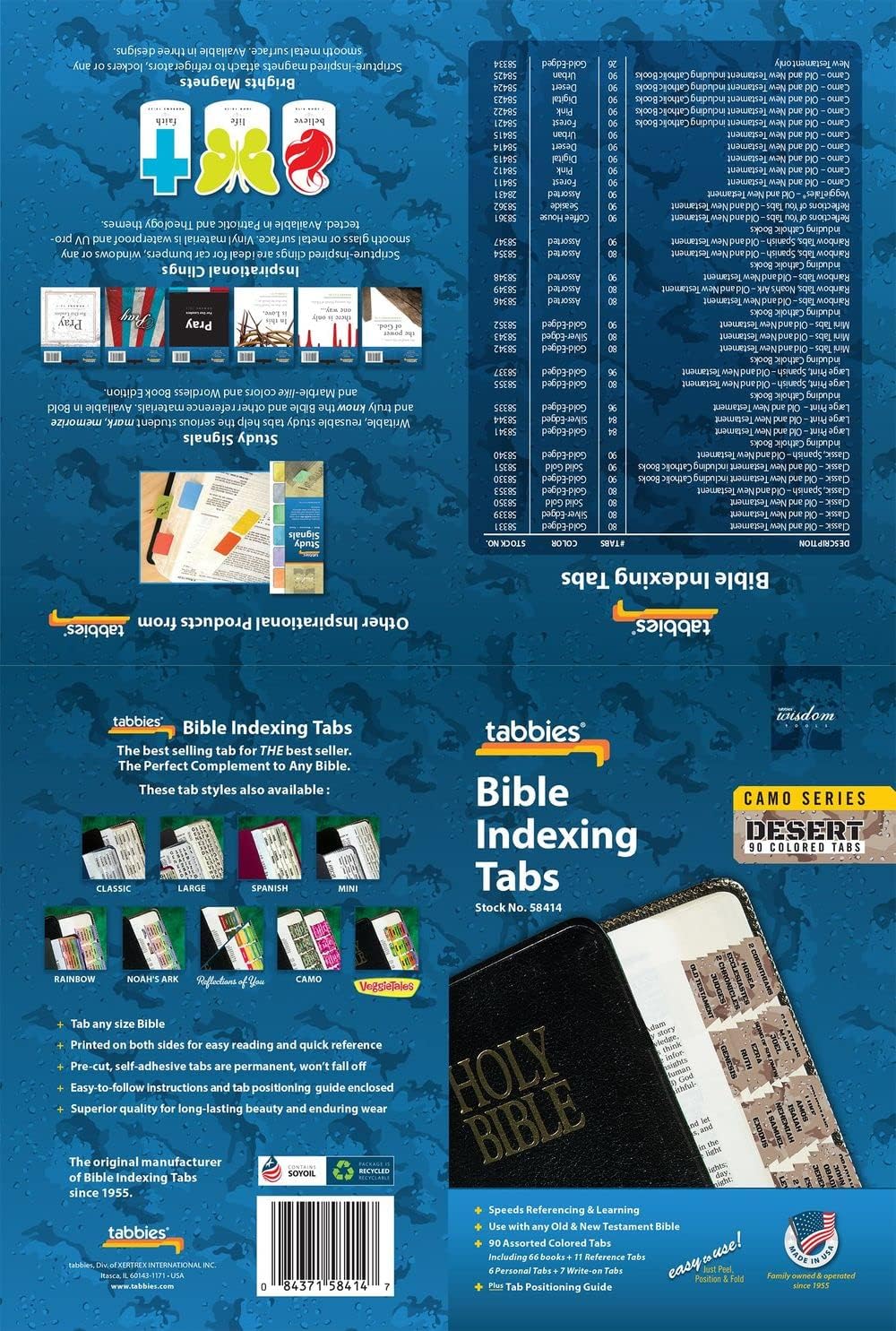 Tabbies Desert Camo Bible Indexing Tabs, Old & New Testaments, 90 Tabs Including 66 Books, 11 Reference, 6 Personal, 7 Write-on Tabs (58414