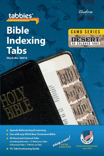 Tabbies Desert Camo Bible Indexing Tabs, Old & New Testaments, 90 Tabs Including 66 Books, 11 Reference, 6 Personal, 7 Write-on Tabs (58414