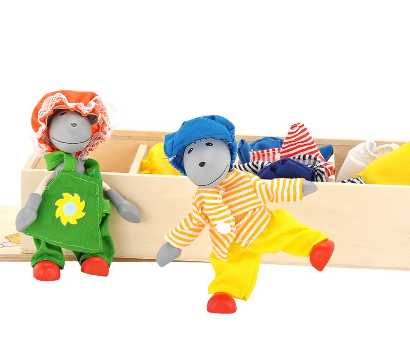 Goki- Puppets Familia ratón, la caja de ropa, Lia & Luca, Multicolor, talla única (Handelshaus Legler OHG SO271