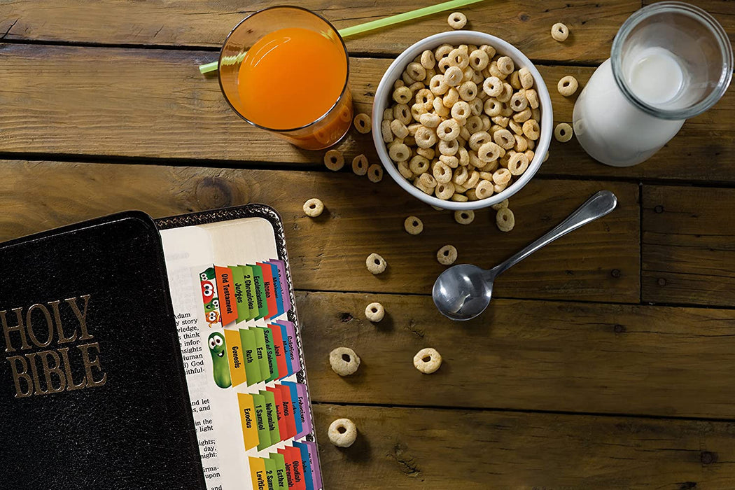 Tabbies VeggieTales Bible Tabs Old & New Testament, 90 Assorted Including 66 Books & 24 Reference Tabs Any Sized Bible (28431