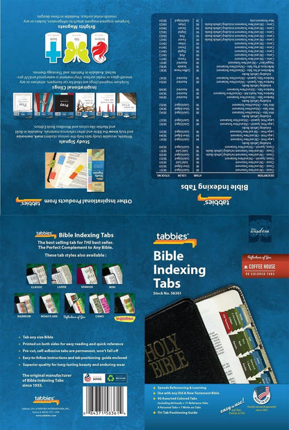 Tabbies Reflections of You Series Bible Indexing Tabs, Old & New Testaments, 90 Tabs - 66 Books, 11 Ref, 6 Per, 7 Write-on, Coffee House Palette (58361