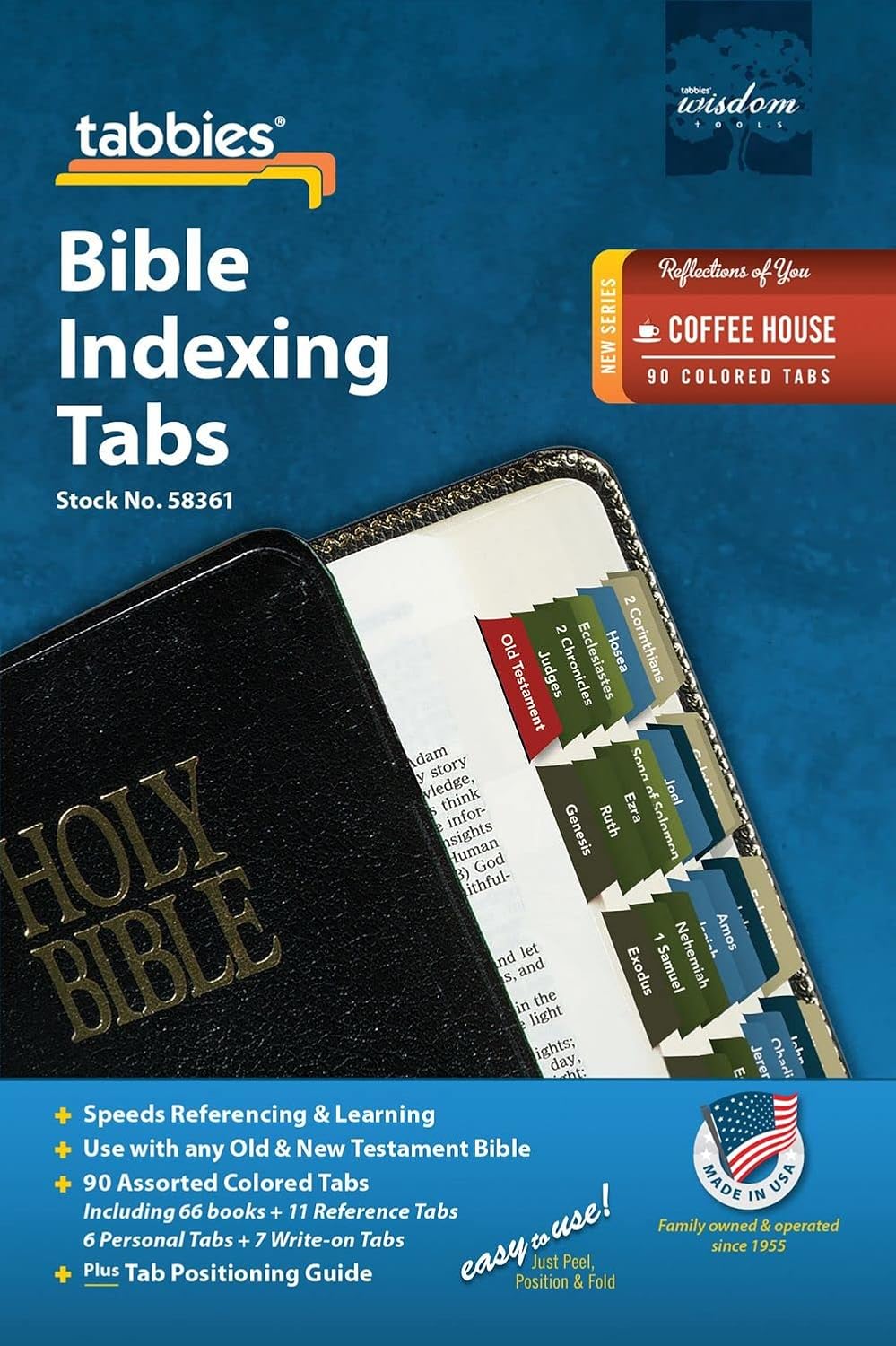 Tabbies Reflections of You Series Bible Indexing Tabs, Old & New Testaments, 90 Tabs - 66 Books, 11 Ref, 6 Per, 7 Write-on, Coffee House Palette (58361