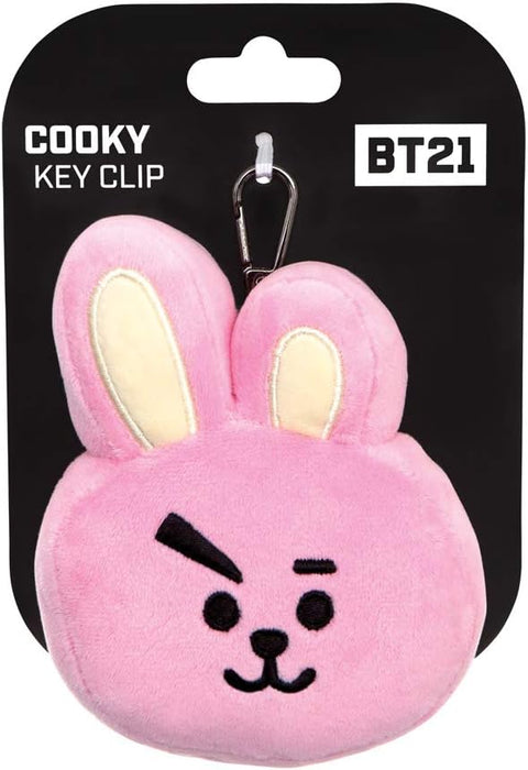 AURORA BT21 Official Merchandise, Cooky Plush Key Clip, 61334, Pink, one Size