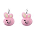 AURORA BT21 Official Merchandise, Cooky Plush Key Clip, 61334, Pink, one Size