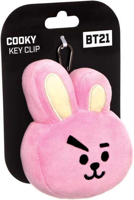 AURORA BT21 Official Merchandise, Cooky Plush Key Clip, 61334, Pink, one Size