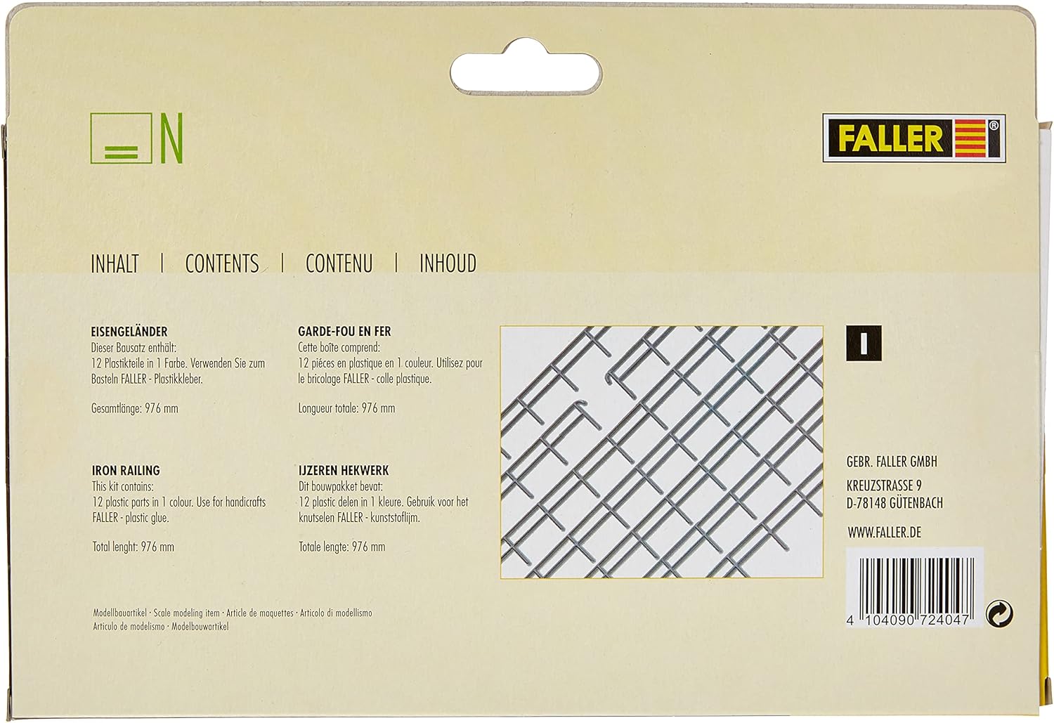 Faller - Valla para modelismo ferroviario N Escala 1:160 (F272404