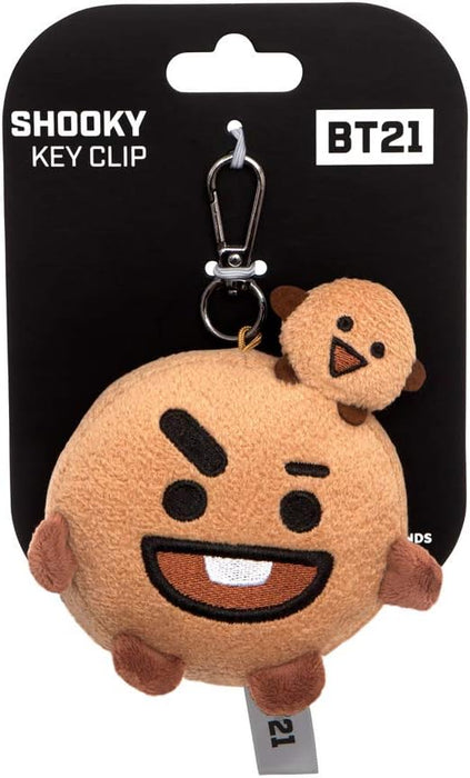 AURORA BT21 Official Merchandise, SHOOKY Plush Key Clip, 61337, Brown, one Size