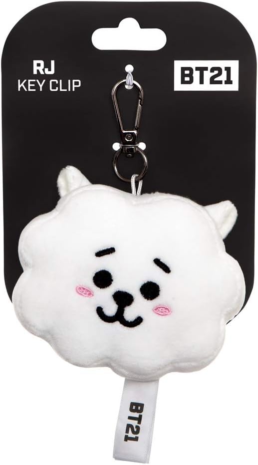 AURORA BT21 Official Merchandise, RJ Plush Key Clip, 61332, White,50 x 100 x 90 millimetres