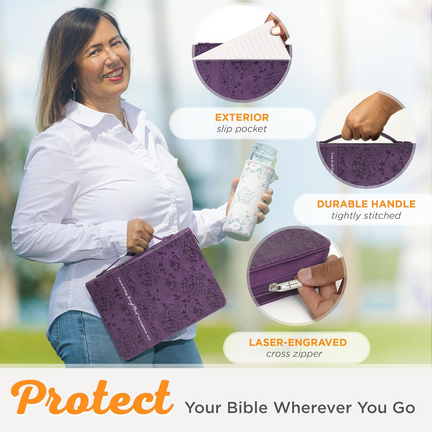 I CAN DO ALL THINGS PURPLE TRENDY LARGE BIBLE CASE