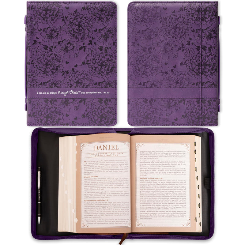 I CAN DO ALL THINGS PURPLE TRENDY LARGE BIBLE CASE