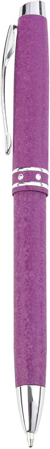 Christian Art Gifts Strong & Courageous - Bolígrafo clásico de color morado elegante en estuche de regalo a juego – Joshua 1:9 versículo bíblico recargable, retráctil, mediano para diario