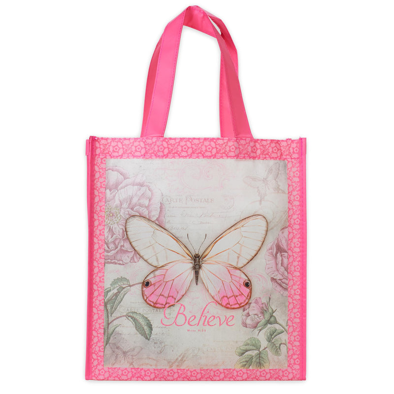 Christian Art Gifts Full Multicolor Printed Reusable, Sturdy, Collapsible Women's Shopping Tote Bag w/Inspirational Scripture