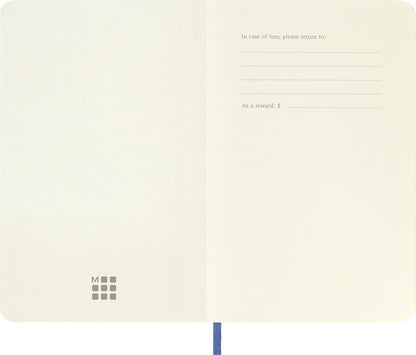 Moleskine - Classic Notebook, Plain Notebook, Soft Cover and Elastic Closure, Size Pocket 9 x 14 cm, Colour Hydrangea Blue, 192 Pages