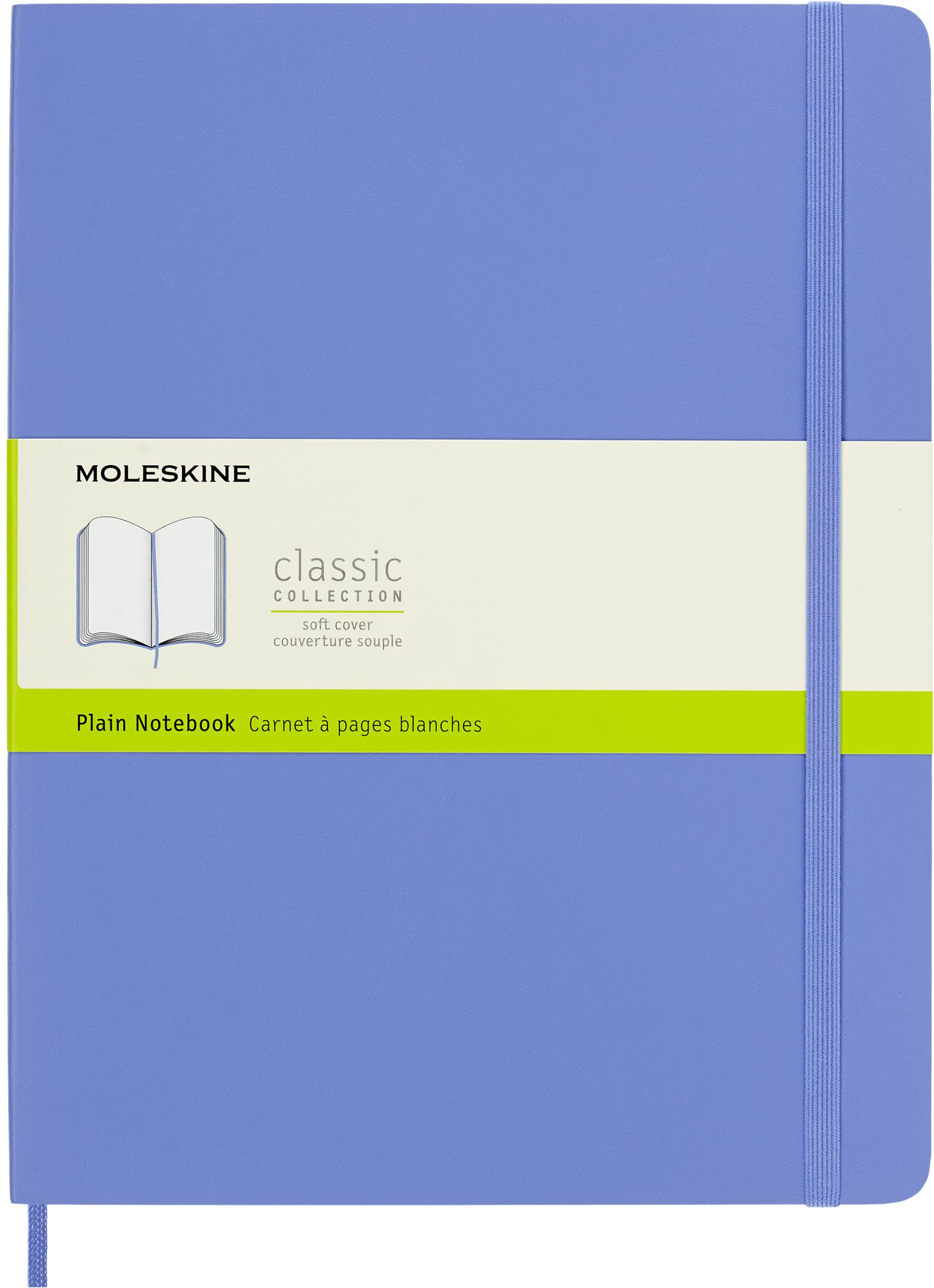Moleskine - Classic Notebook, Plain Notebook, Soft Cover and Elastic Closure, Size X-Large 19 x 25 cm, Colour Hydrangea Blue, 192 Pages