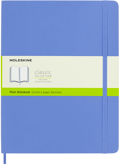 Moleskine - Classic Notebook, Plain Notebook, Soft Cover and Elastic Closure, Size X-Large 19 x 25 cm, Colour Hydrangea Blue, 192 Pages