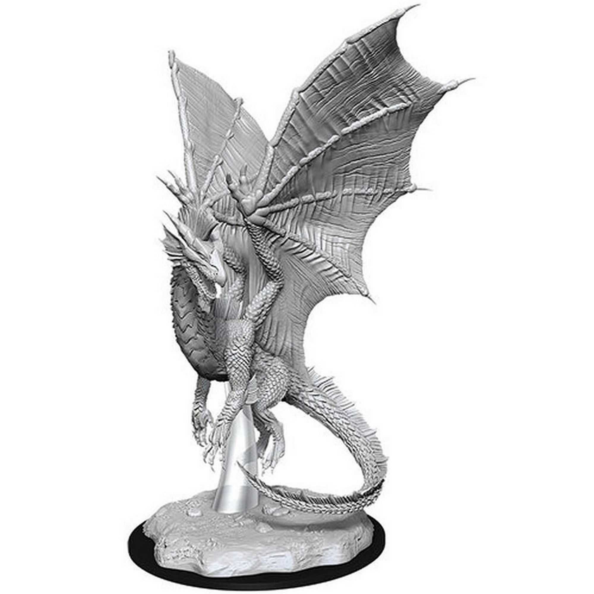 WizKids- D&D Nolzurs Marvelous Upainted Miniatures: Wave 11: Young Silver Dragon Dungeons (WK90036