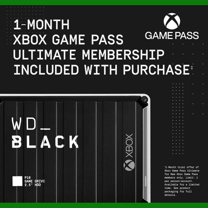 WD_BLACK P10 5TB Game Drive, Portable External Hard Drive, Speeds Up to 130 MB/s, Works With Console, PC, Playstation, Xbox, Save Up to 125 games, Portable Game Drive, Black
