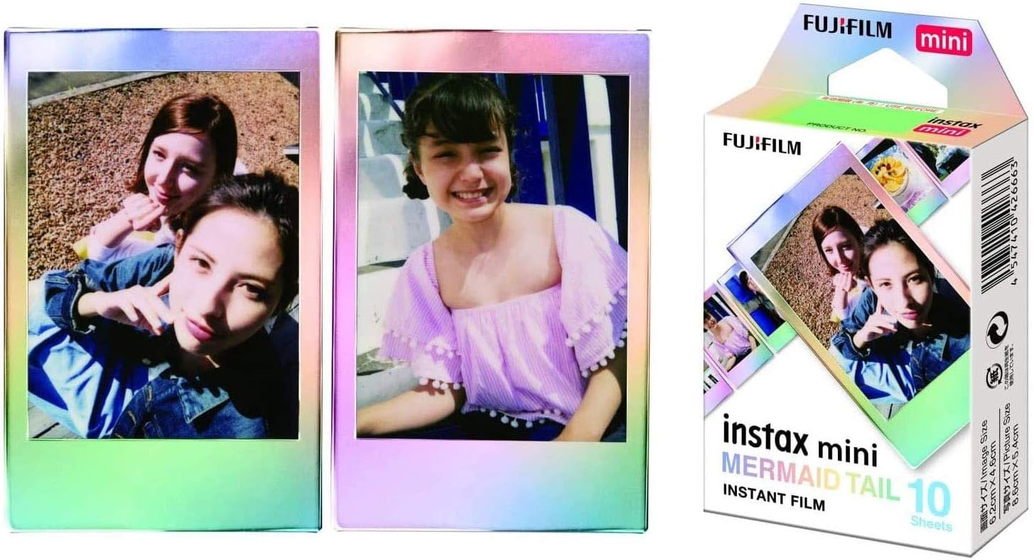 instax mini instant film, Mermaid Tail border, 10 shot pack, suitable for all instax mini cameras and printers