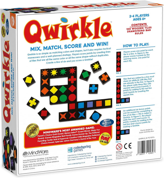 Mindware , Qwirkle UK Edition (NEW) , Board Game , Ages 5+ , 2-4 Players , 45 Minutes Playing Time