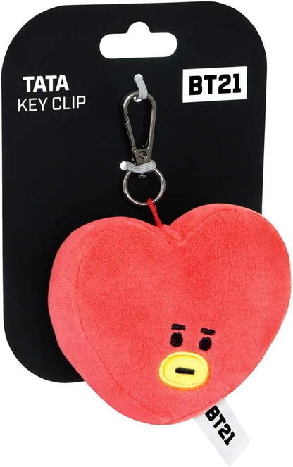 AURORA BT21 Official Merchandise, TATA Plush Key Clip, 61335, Blue and Red,6 x 9 x 12 centimetres