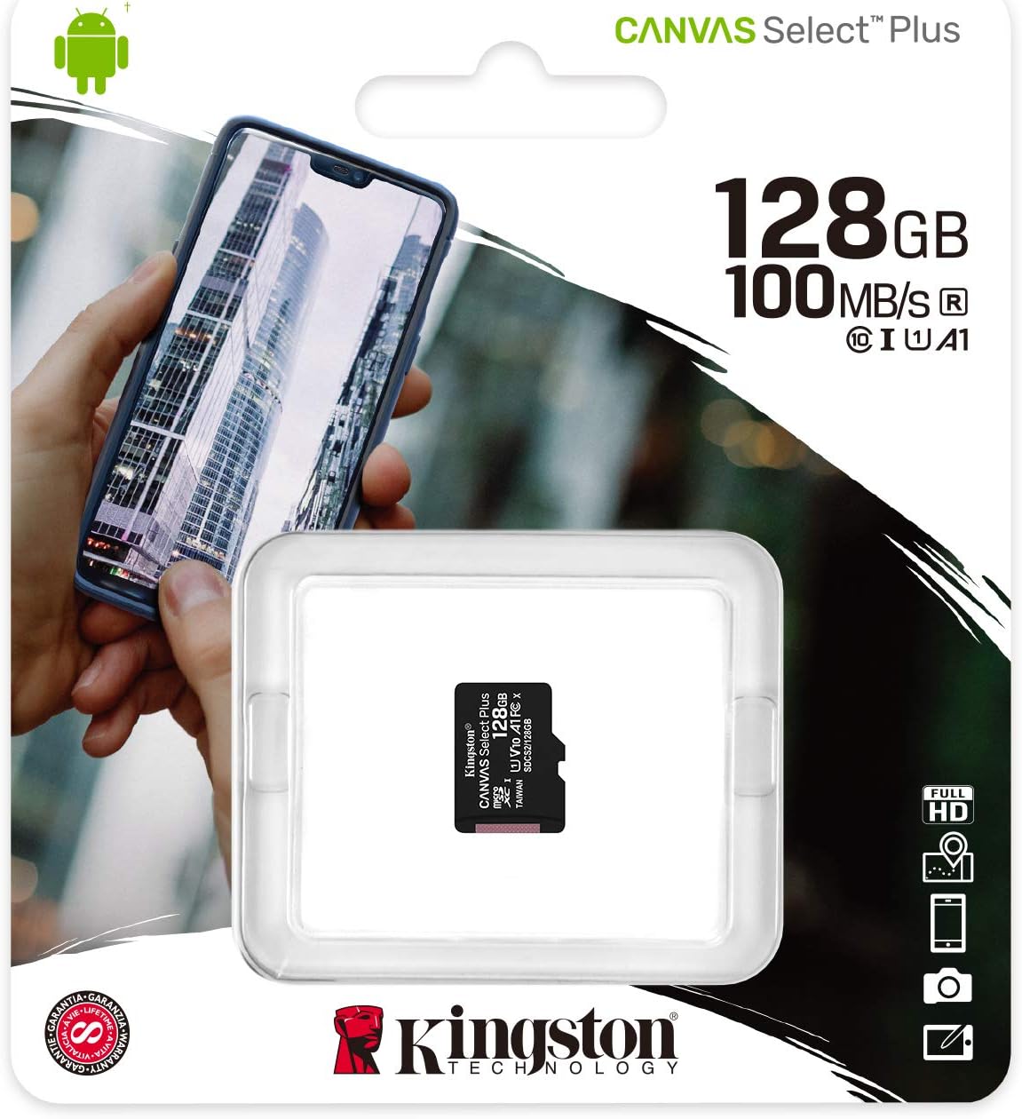 Kingston Canvas Select Plus SDCS2/128GBSP Scheda microSD Classe 10, senza Adattatore SD, 128 GB