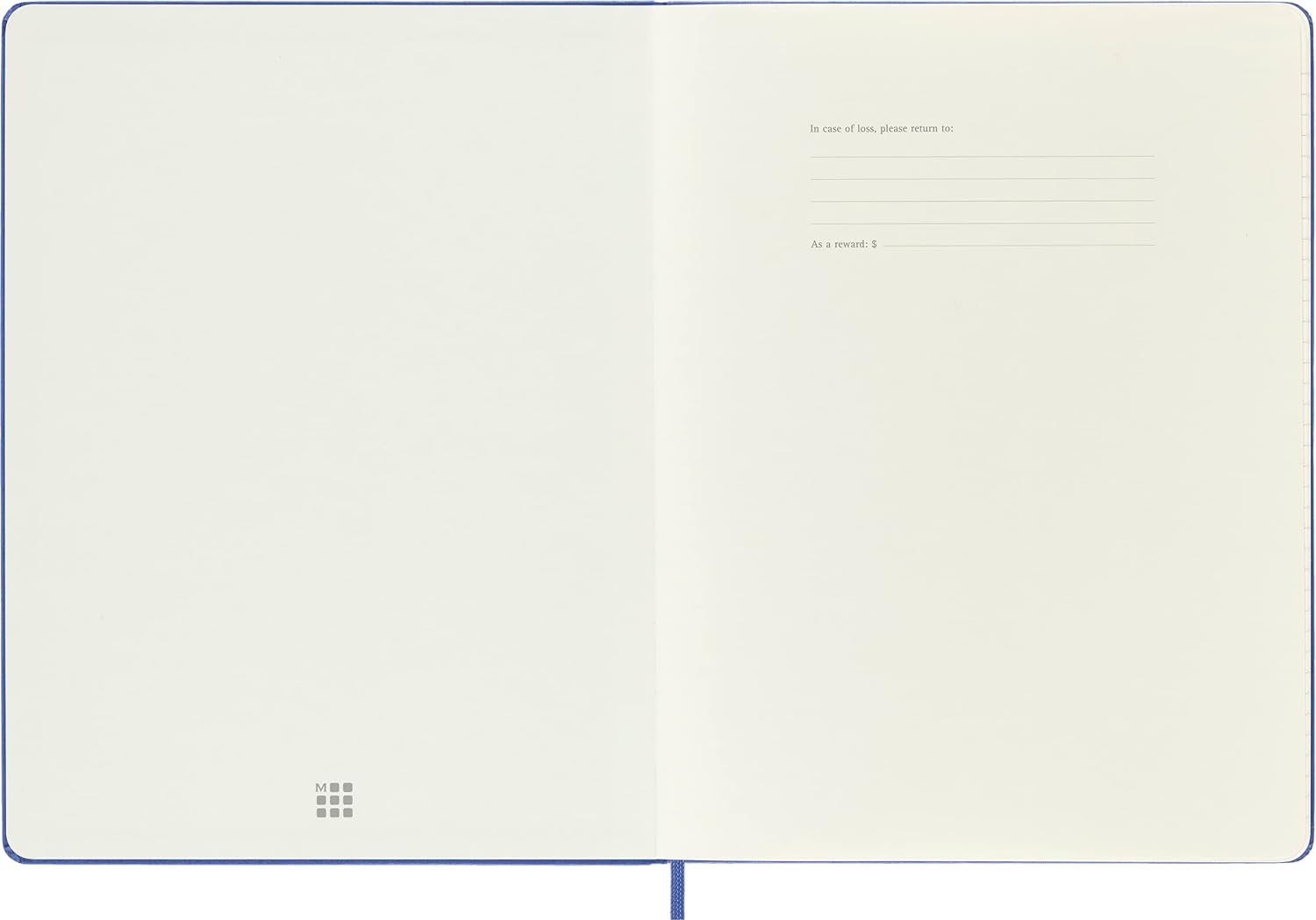 Moleskine - Classic Notebook, Ruled Notebook, Hard Cover and Elastic Closure, Size X-Large 19 x 25 cm, Colour Hydrangea Blue, 192 Pages
