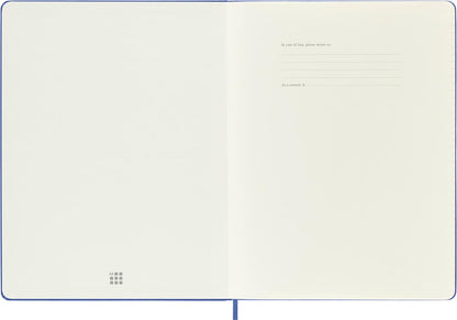 Moleskine - Classic Notebook, Ruled Notebook, Hard Cover and Elastic Closure, Size X-Large 19 x 25 cm, Colour Hydrangea Blue, 192 Pages