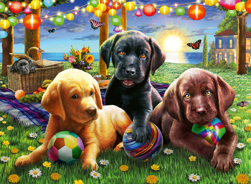Ravensburger Puppy Picnic 100 Piece Jigsaw Puzzle With Extra Large Pieces For Kids Age 6 Years And Up