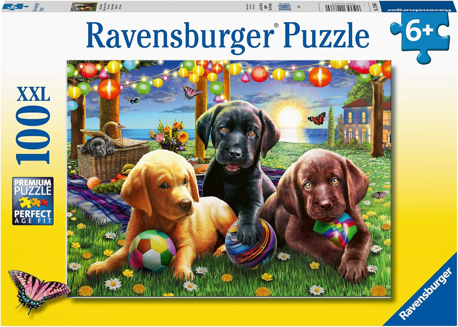 Ravensburger Puppy Picnic 100 Piece Jigsaw Puzzle With Extra Large Pieces For Kids Age 6 Years And Up