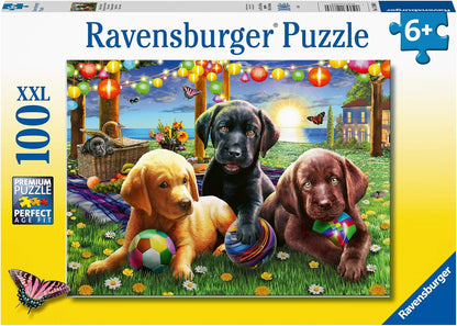 Ravensburger Puppy Picnic 100 Piece Jigsaw Puzzle With Extra Large Pieces For Kids Age 6 Years And Up