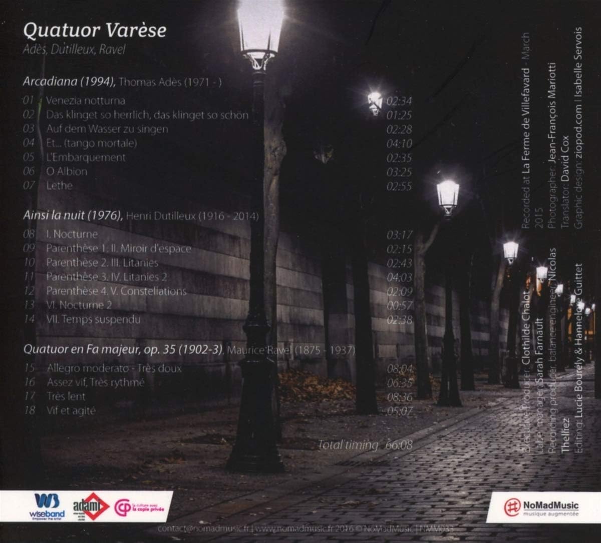 Quatuor Varese - Ades / Dutilleux / Ravel