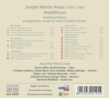 Joseph Martin Kraus: Amphitryon (Schauspielmusik bearb. für Bläseroktett