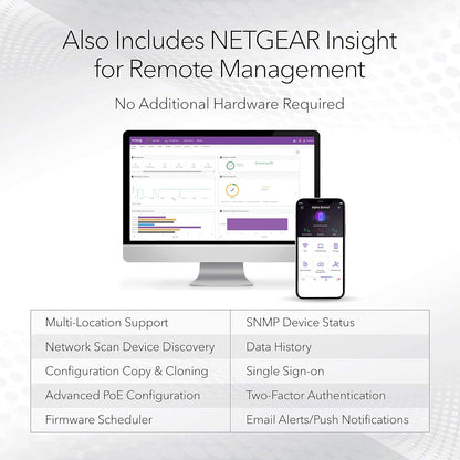 NETGEAR 10-Port PoE Gigabit Ethernet Smart Switch (GS110TP) - Managed, with 8 x PoE+ @ 55W, 2 x 1G SFP, Optional Insight Cloud Management, Desktop or Wall Mount, and Limited Lifetime Protection