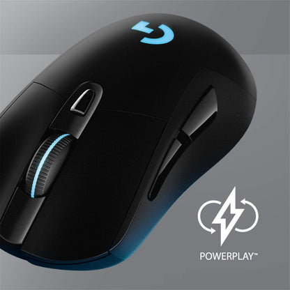 Logitech G703 LIGHTSPEED Wireless Gaming Mouse, HERO 25K Sensor, 25,600 DPI, RGB, Adjustable Weights, 6 Programmable Buttons, Long Battery Life, POWERPLAY-compatible, PC/Mac - Black