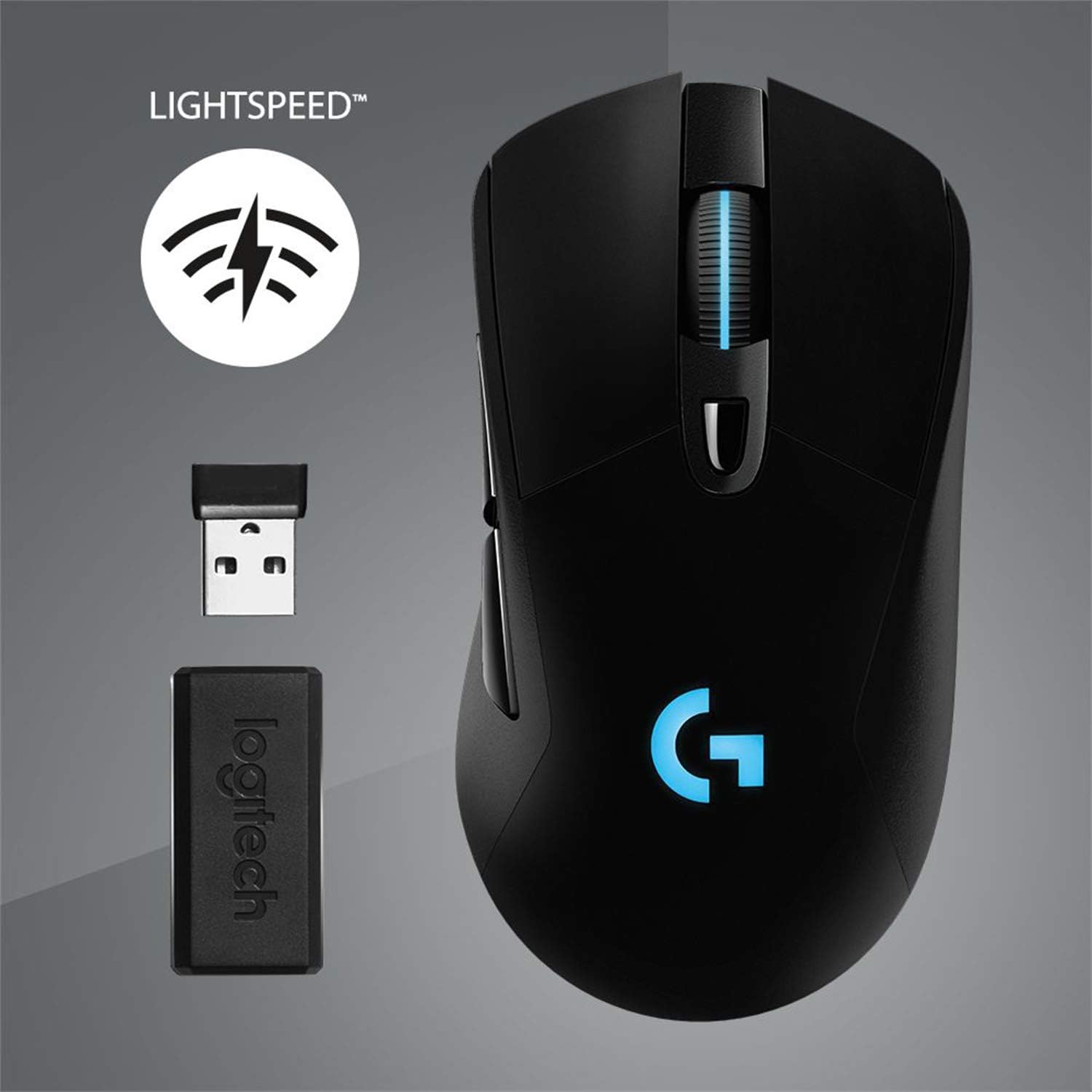 Logitech G703 LIGHTSPEED Wireless Gaming Mouse, HERO 25K Sensor, 25,600 DPI, RGB, Adjustable Weights, 6 Programmable Buttons, Long Battery Life, POWERPLAY-compatible, PC/Mac - Black