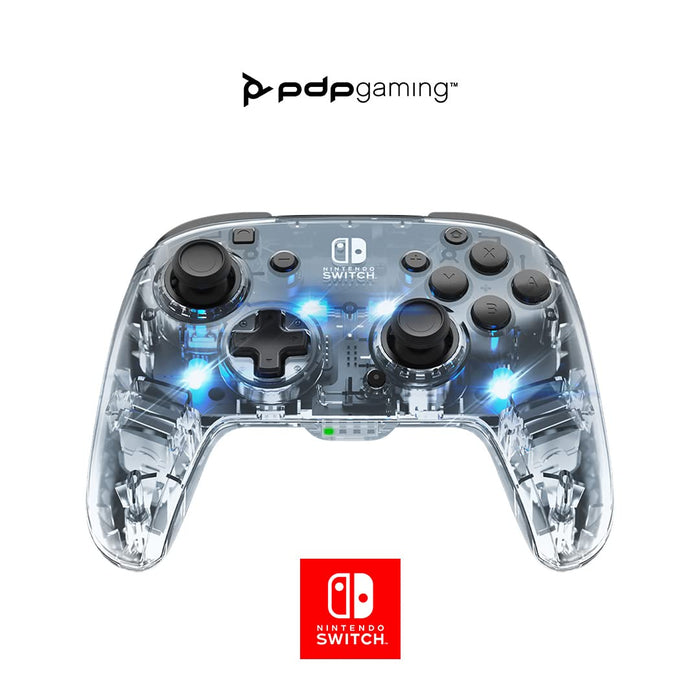Afterglow LED Wireless Deluxe Gaming Controller - Licensed by Nintendo for Switch and OLED - RGB Hue Color Lights - See through Gamepad Controller - Paddle Buttons