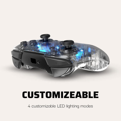 Afterglow LED Wireless Deluxe Gaming Controller - Licensed by Nintendo for Switch and OLED - RGB Hue Color Lights - See through Gamepad Controller - Paddle Buttons