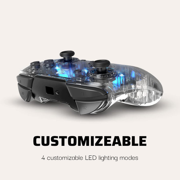 Afterglow LED Wireless Deluxe Gaming Controller - Licensed by Nintendo for Switch and OLED - RGB Hue Color Lights - See through Gamepad Controller - Paddle Buttons