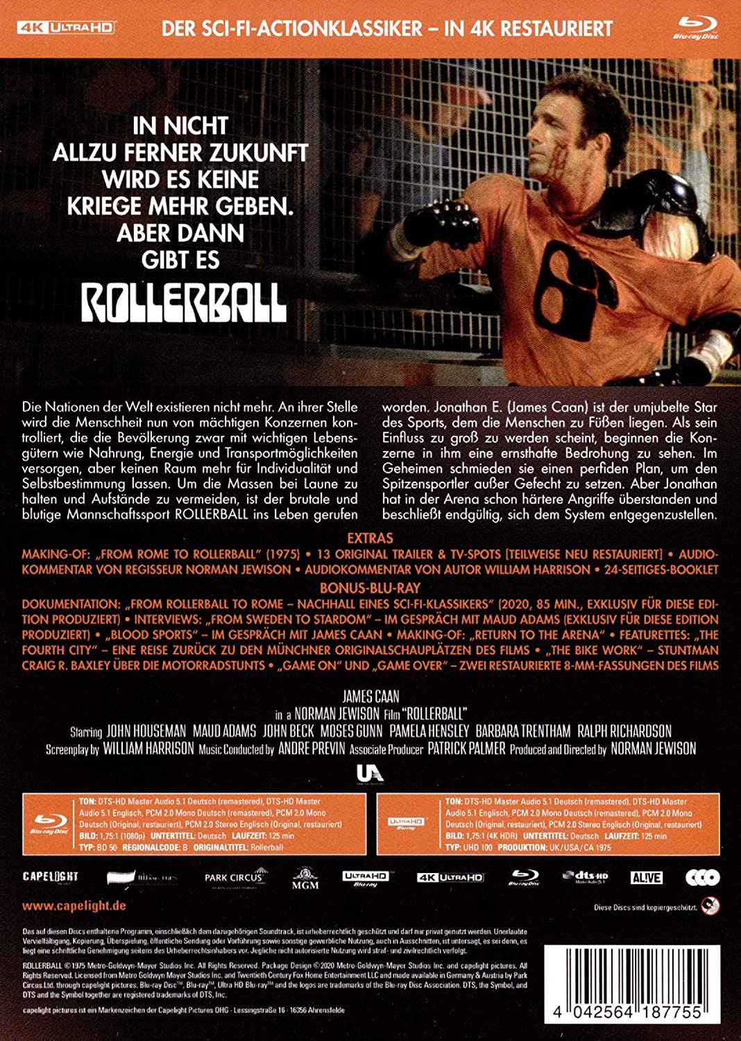 Rollerball - 3-Disc Limited Collector's Edition im Mediabook (4K Ultra-HD/Ultra-HD + Blu-Ray + Bonus-Blu-Ray