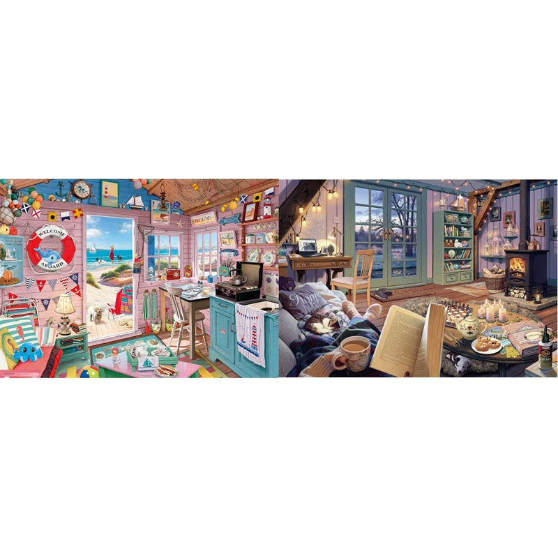 Ravensburger My Haven No.7 The Beach Hut 1000 Piece Jigsaw Puzzle for Adults & for Kids Age 12 and Up & My Haven No.6 The Cosy Shed 1000 Piece Jigsaw Puzzle for Adults & for Kids Age 12 and Up