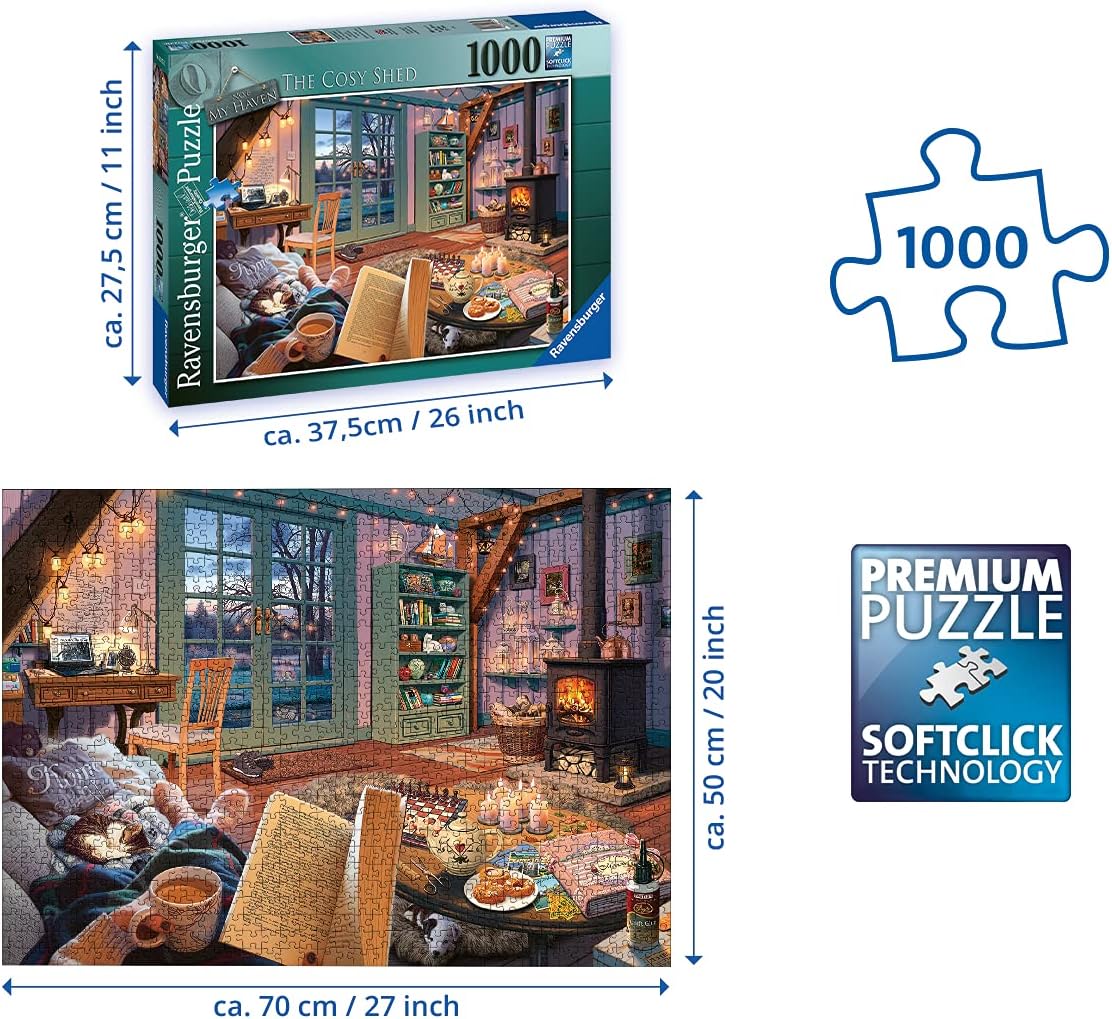 Ravensburger My Haven No.7 The Beach Hut 1000 Piece Jigsaw Puzzle for Adults & for Kids Age 12 and Up & My Haven No.6 The Cosy Shed 1000 Piece Jigsaw Puzzle for Adults & for Kids Age 12 and Up