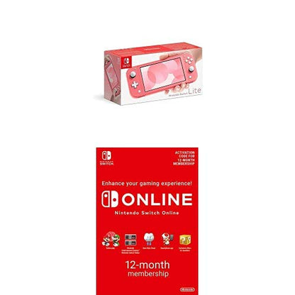 Nintendo Switch Lite - Coral + Switch Online 12 Months  Coral + Online Membership