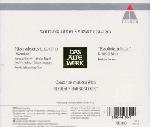 Mozart: Missa Solemnis K. 139 "Waisenhaus"